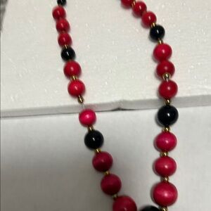 Elegant Red and Black Beaded Necklace